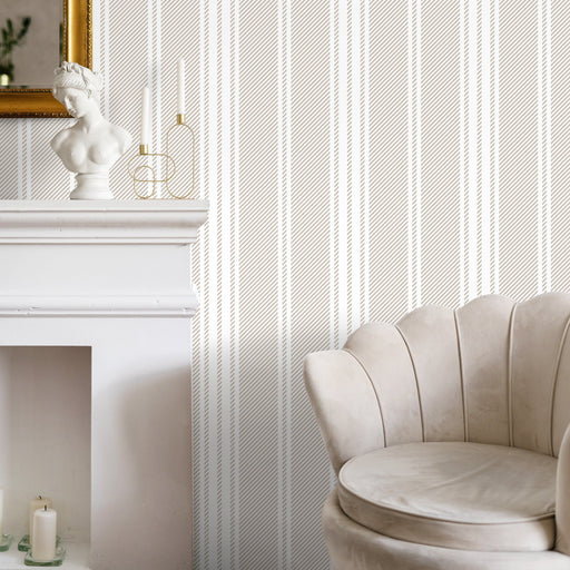 Ondecor Neutral Striped Farmhouse Peel and Stick and Traditional Wallpaper - D782