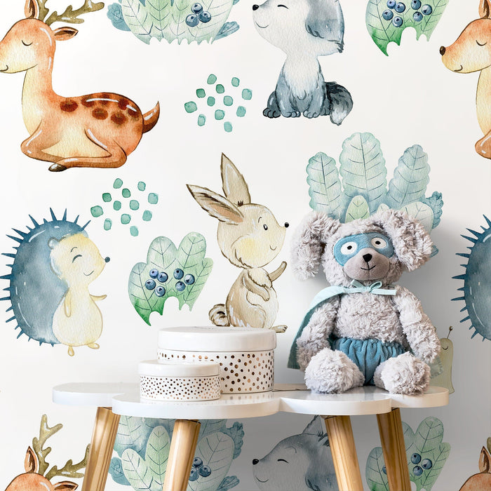 Ondecor Temporary Wallpaper Nursery Decor Removable Wallpaper Peel and Stick Baby Wallpaper Wall Mural Cute Animals Wallpaper - B509
