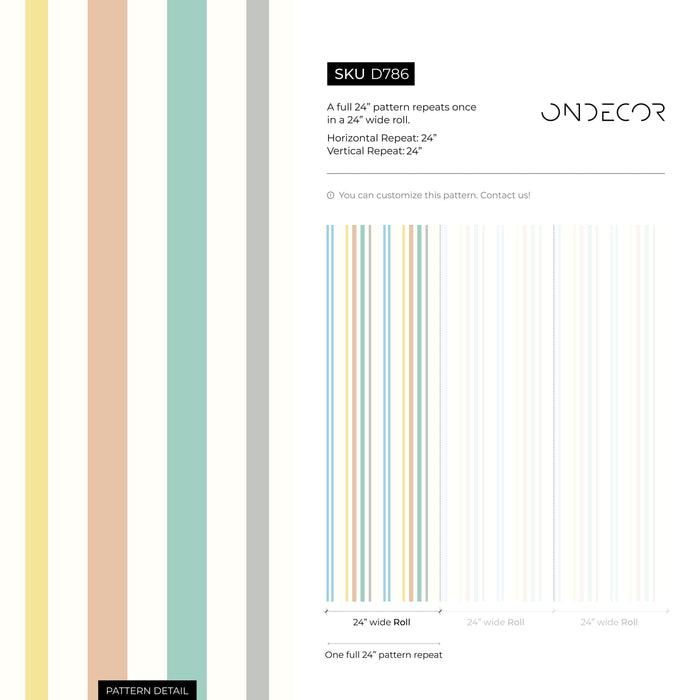 Ondecor Colorful Striped Farmhouse Wallpaper Peel and Stick and Traditional Wallpaper - D786