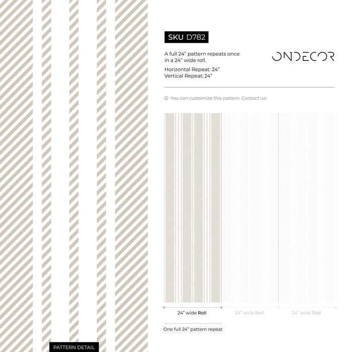 Ondecor Neutral Striped Farmhouse Peel and Stick and Traditional Wallpaper - D782