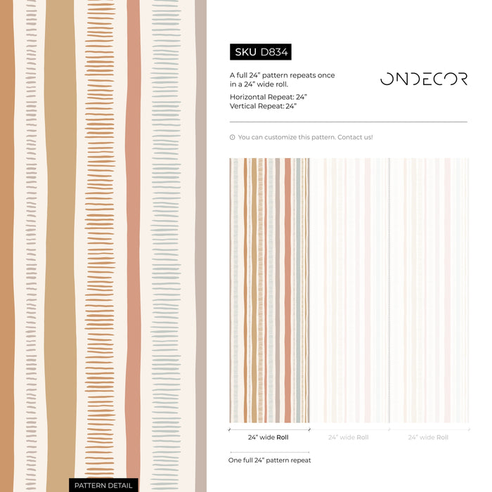 Ondecor Pastel Striped Abstract Peel and Stick and Traditional Wallpaper - D834