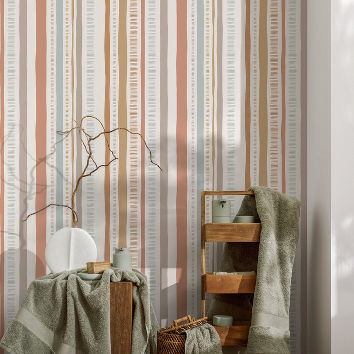 Ondecor Pastel Striped Abstract Peel and Stick and Traditional Wallpaper - D834