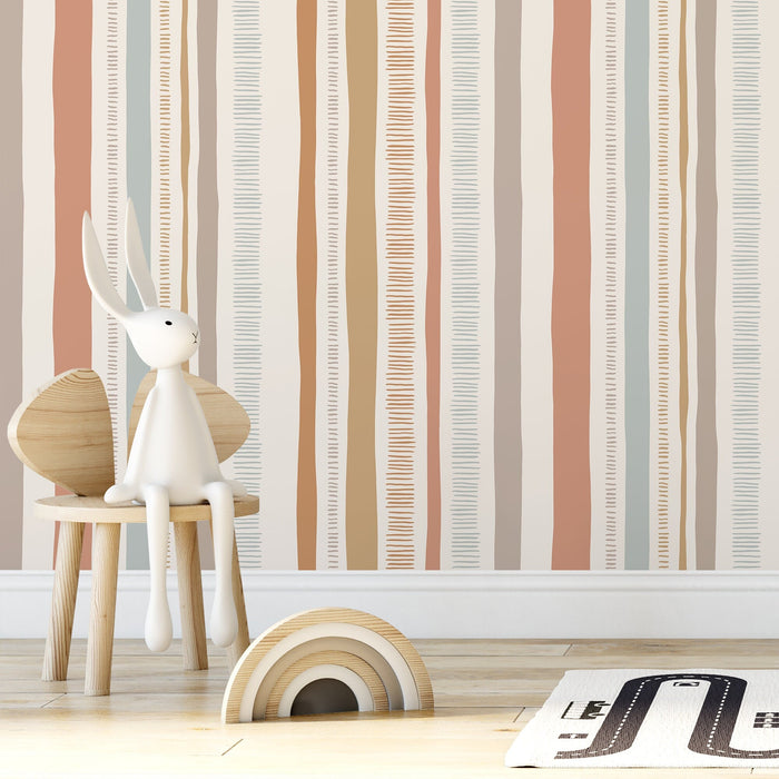 Ondecor Pastel Striped Abstract Peel and Stick and Traditional Wallpaper - D834