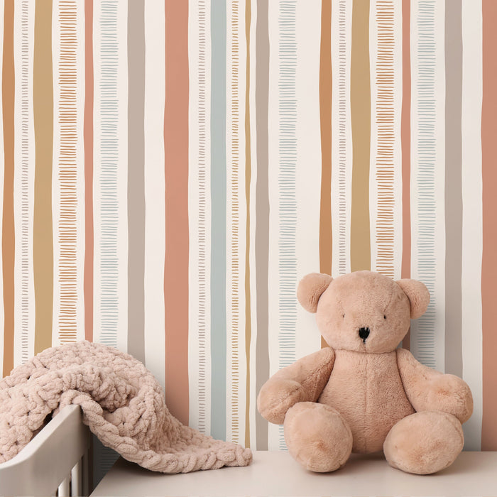 Ondecor Pastel Striped Abstract Peel and Stick and Traditional Wallpaper - D834