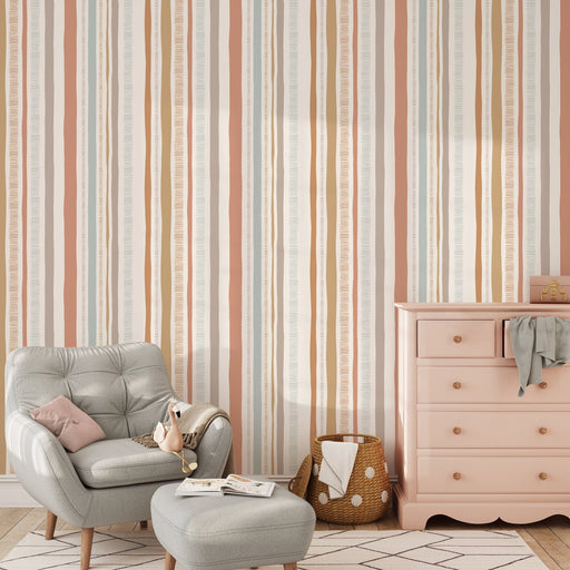 Ondecor Pastel Striped Abstract Peel and Stick and Traditional Wallpaper - D834