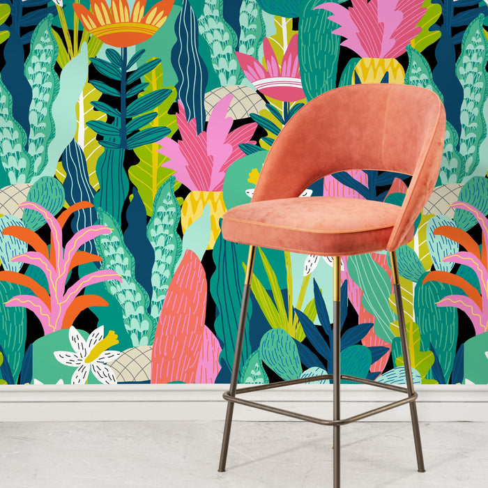 Ondecor Colorful Plants and Flower Wallpaper / Peel and Stick Wallpaper Removable Wallpaper Home Decor Wall Art Wall Decor Room Decor - C687