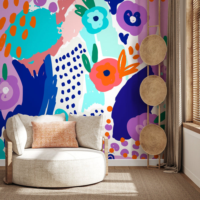 Ondecor Removable Wallpaper Peel and Stick Wallpaper Wall Paper Wall Mural-Abstract Figures Wallpaper -Flower Mural- B502