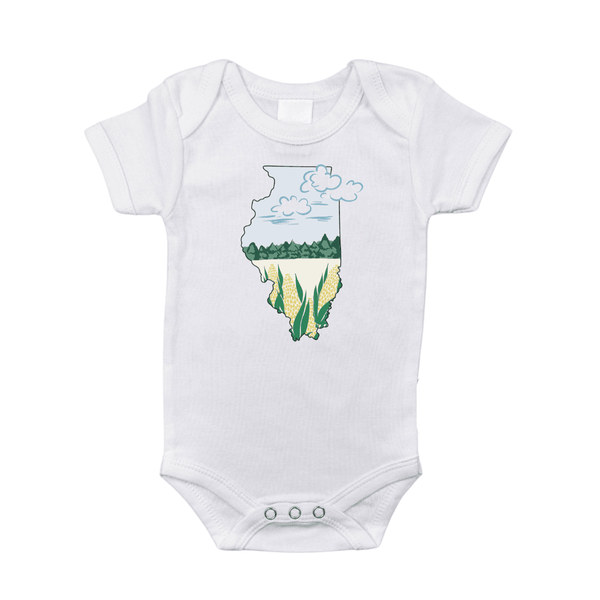 Little Hometown Illinois Cornfield Baby Onesie