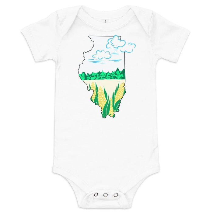 Little Hometown Illinois Cornfield Baby Onesie