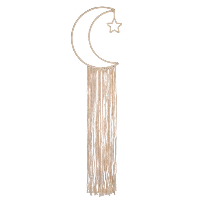 Little Love by NoJo Natural Ivory Macramé Moon Shaped Wall Décor, 18" Long