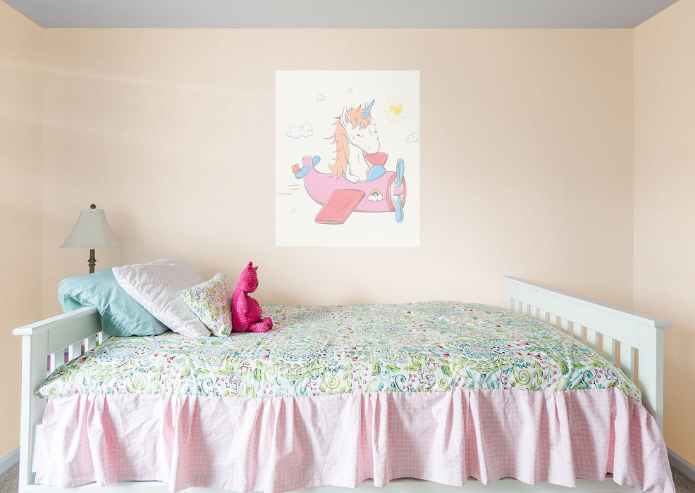 Fathead Nursery: Planes White Unicorn Mural - Removable Wall Adhesive Decal