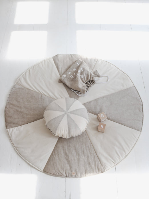 Moi Mili “Cream Circus” Round Patchwork Pillow