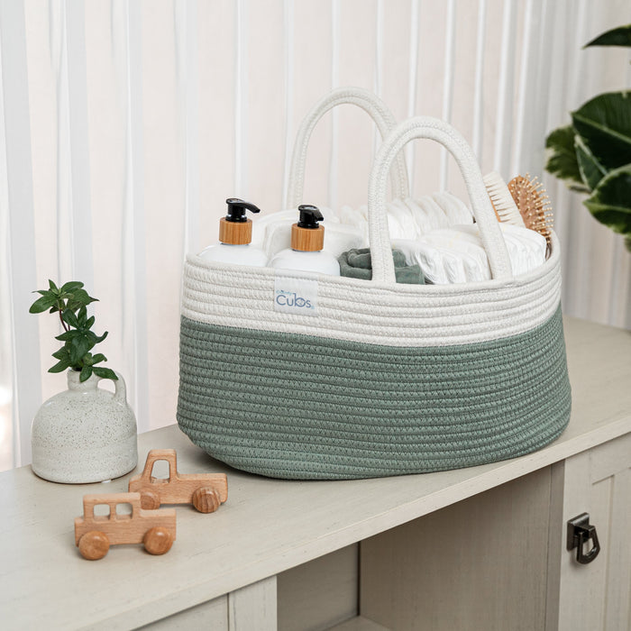 Comfy Cubs Rope Diaper Caddy - Sage