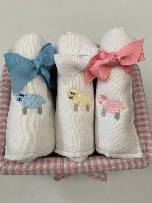 Cute as Buttons Lamb Diaper Burp Cloth