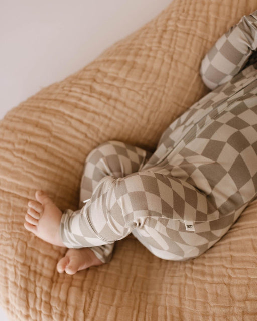 forever french baby Bamboo Zip Pajama | Wavy Checker