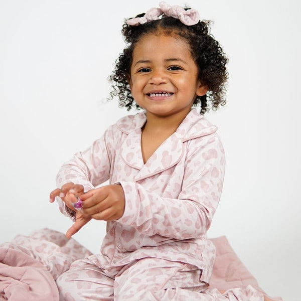 Monkeeroos Pink Leopard 2pc Toddler Long Button up Pajamas