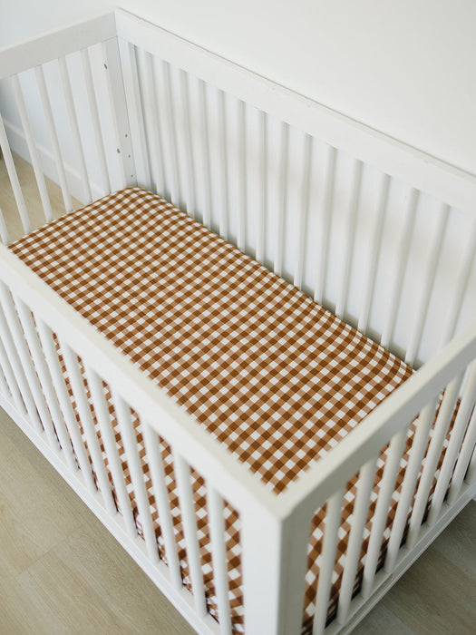Mebie Baby Gingham Muslin Crib Sheet