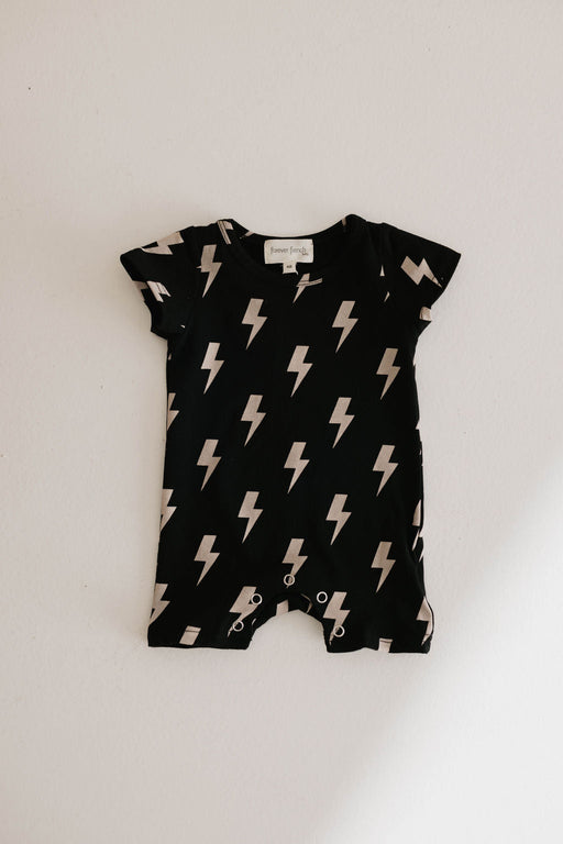 forever french baby Black & White Lightning Bolt  | T-Shirt Romper