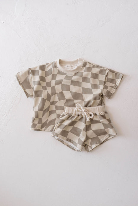 forever french baby Children's Short Set |  Wavy Checker