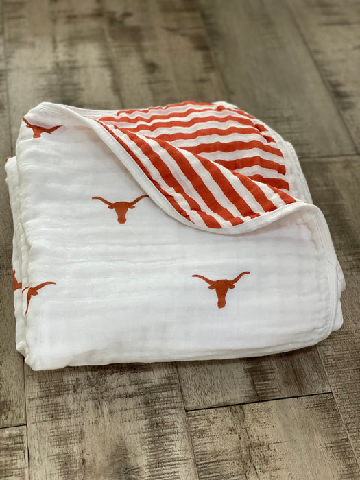 Three Little Anchors Texas Longhorns Four Layer Muslin Blanket