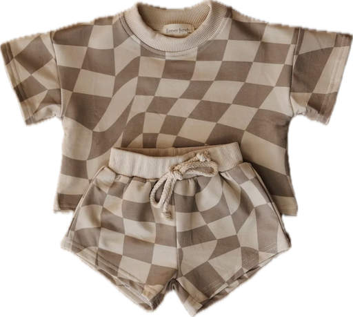 forever french baby Children's Short Set |  Wavy Checker