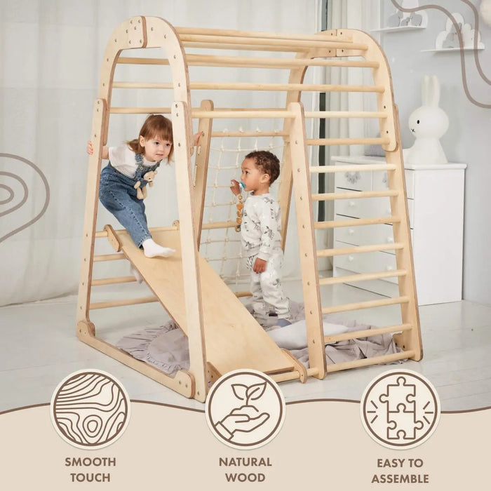 Goodevas Indoor Wooden Playground for Children - 6in1 Playground + Swings Set + Slide Board