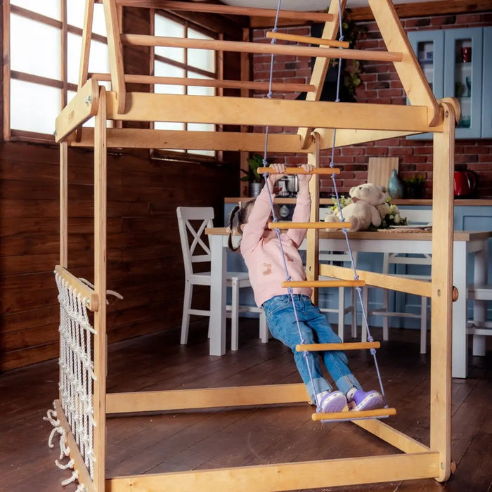 Goodevas Indoor Wooden Playhouse with Swings