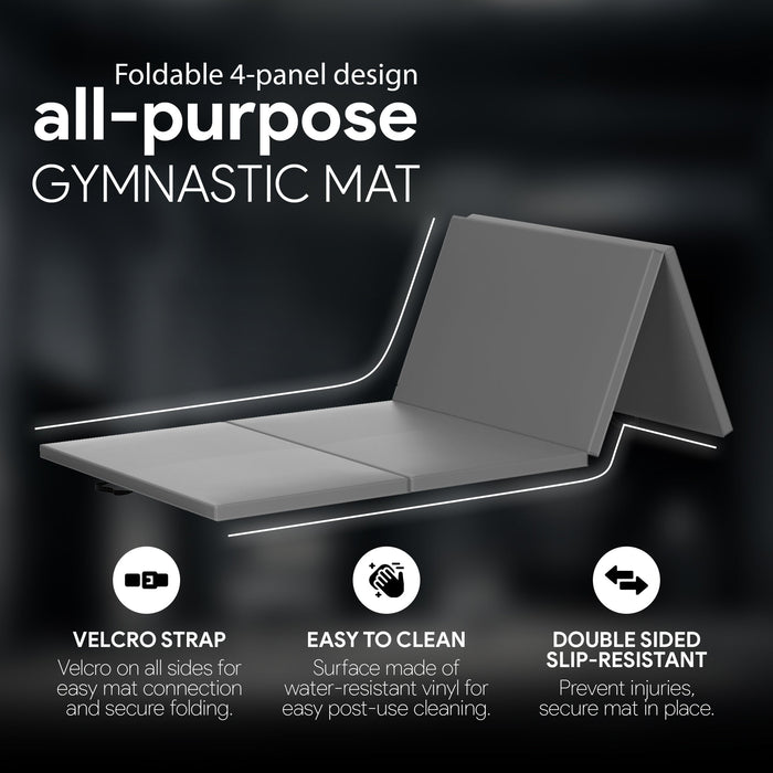 BalanceFrom Fitness GoGym 4' x 10' x 2" All Purpose Folding Gymnastics Mat, Gray