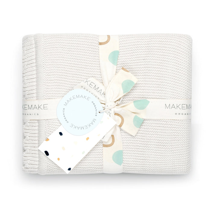 Makemake Organics Organic Cotton Scalloped Baby Blanket - Ella Ivory