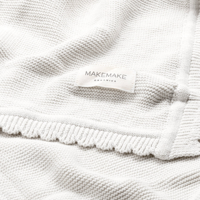 Makemake Organics Organic Cotton Scalloped Baby Blanket - Ella Ivory