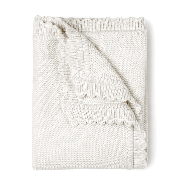 Makemake Organics Organic Cotton Scalloped Baby Blanket - Ella Ivory