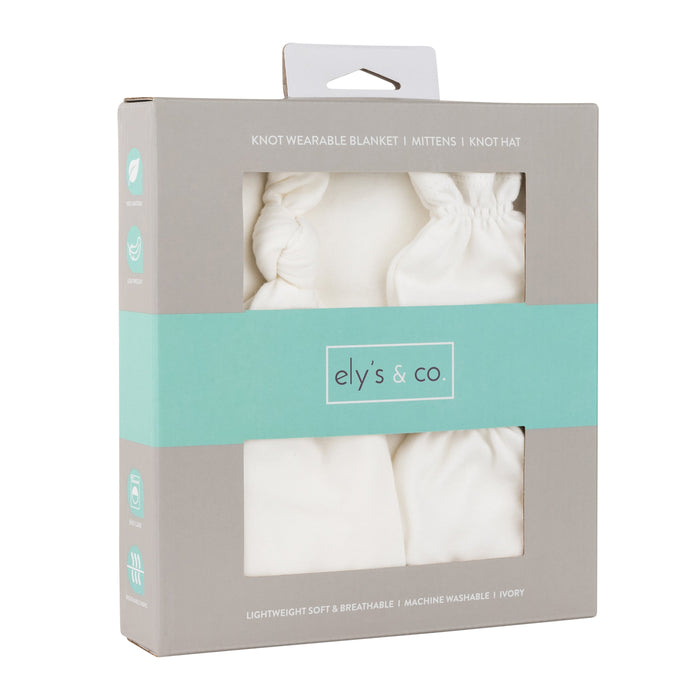 Ely's & Co. Knot Wearable Blanket, Knot Hat & Mitten Set