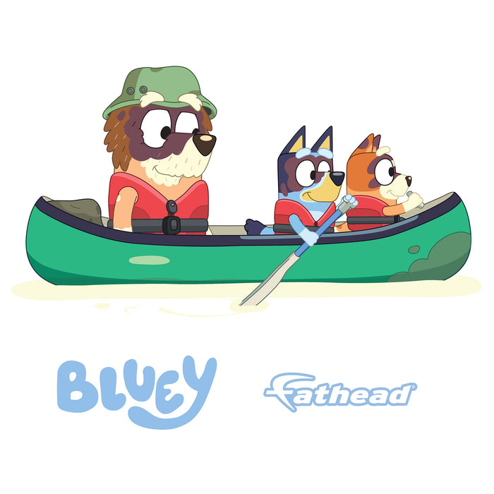 Fathead Bluey: Grandad, Bluey, Bingo Canoe Icon - Officially Licensed BBC Removable Adhesive Decal