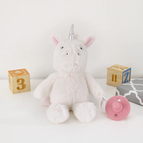 Little Love by NoJo Unicorn Shaped White and Pink Plush Pacifier Buddy