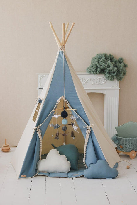 Moi Mili “Jeans” Teepee Tent with Pompoms
