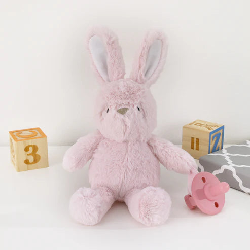 Little Love by NoJo Bunny Shaped Pink and White Plush Pacifier Buddy