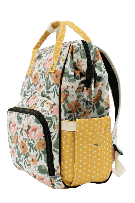 Texas Tushies Josie Floral & Mustard Dot - Diaper Bag