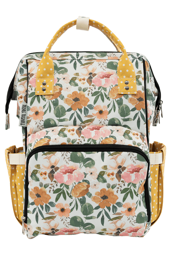 Texas Tushies Josie Floral & Mustard Dot - Diaper Bag