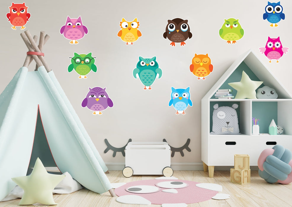 Fathead Nursery: Owl Colorful Owls Collection - Removable Wall Adhesive Decal