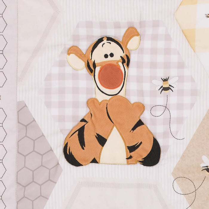 Disney Winnie the Pooh Hugs and Honeycombs Grey, 3 Piece Crib Bedding Set