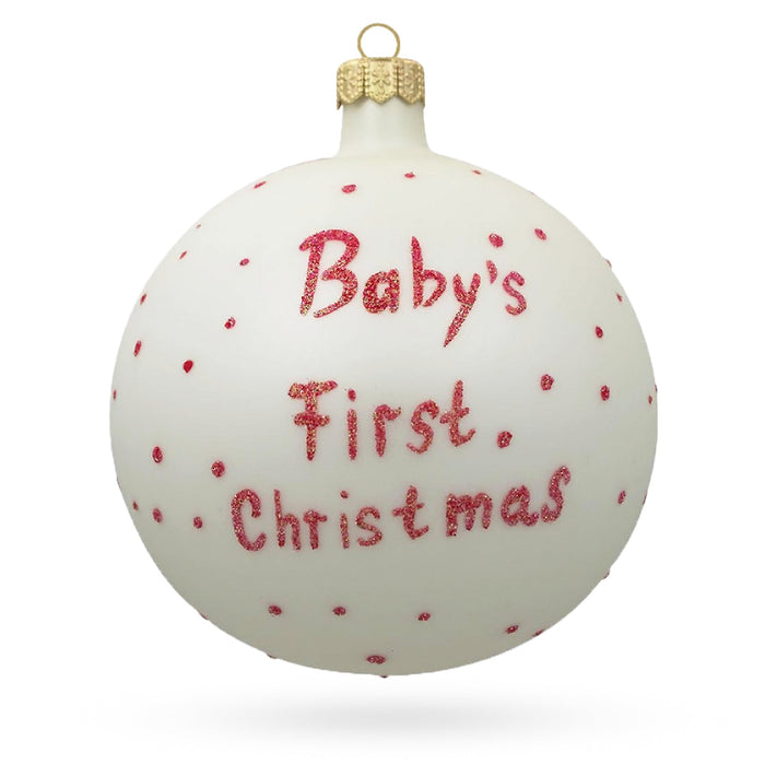 BestPysanky Girl Opening Gift Glass Ball Baby's First Christmas Ornament 4 Inches