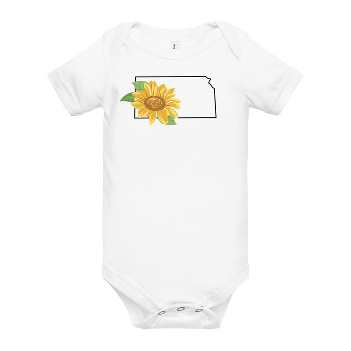 Little Hometown Kansas Sunflower Baby Onesie