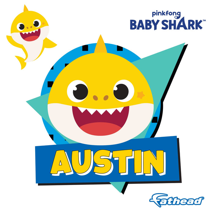 Fathead Baby Shark: Baby Shark Retro Personalized Name Icon - Officially Licensed Nickelodeon Removable Adhesive Decal