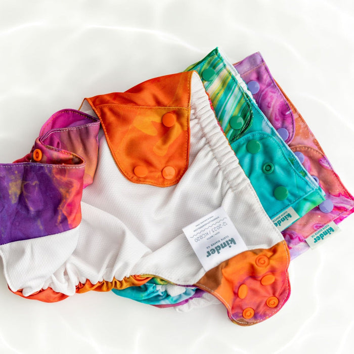 Kinder Cloth Diaper Co. Set of 3 Reusable Swim Diapers with Athletic Wicking Jersey (7-60lbs)