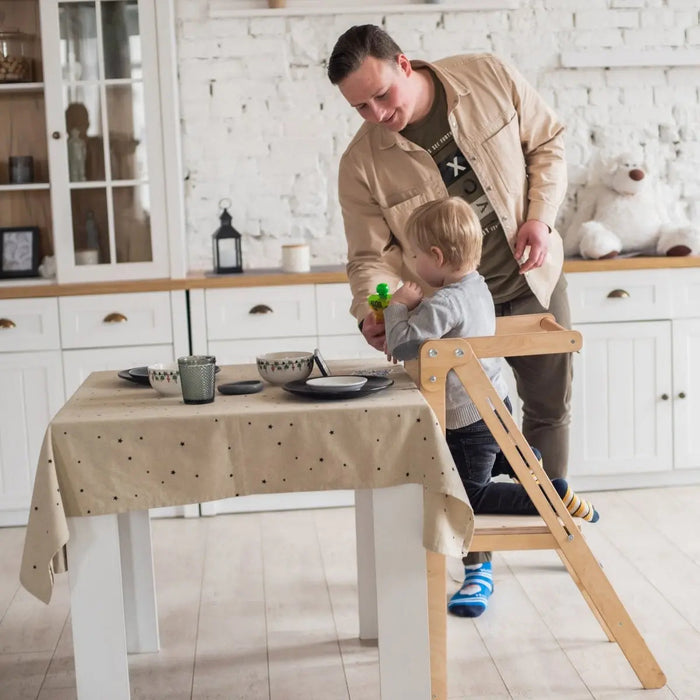 Goodevas Foldable Step Stool for Toddlers - Kid Chair That Grows - Beige