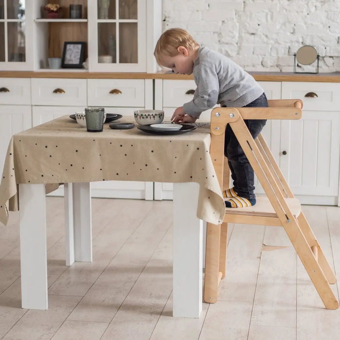 Goodevas Foldable Step Stool for Toddlers - Kid Chair That Grows - Beige