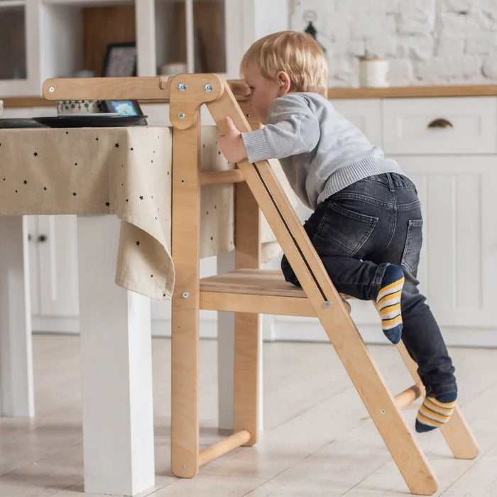 Goodevas Foldable Step Stool for Toddlers - Kid Chair That Grows - Beige