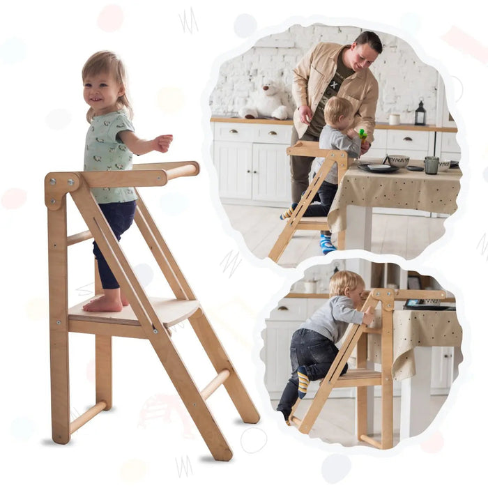 Goodevas Foldable Step Stool for Toddlers - Kid Chair That Grows - Beige