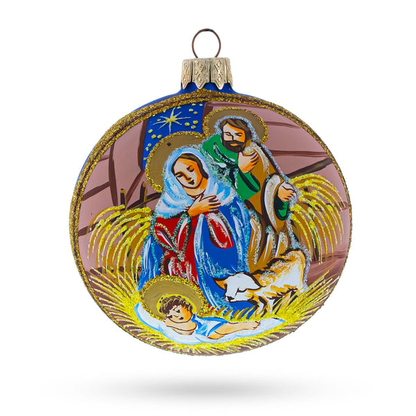 BestPysanky Peaceful Jesus Baby Asleep Nativity Blown Glass Ball Christmas Ornament 3.25 Inches