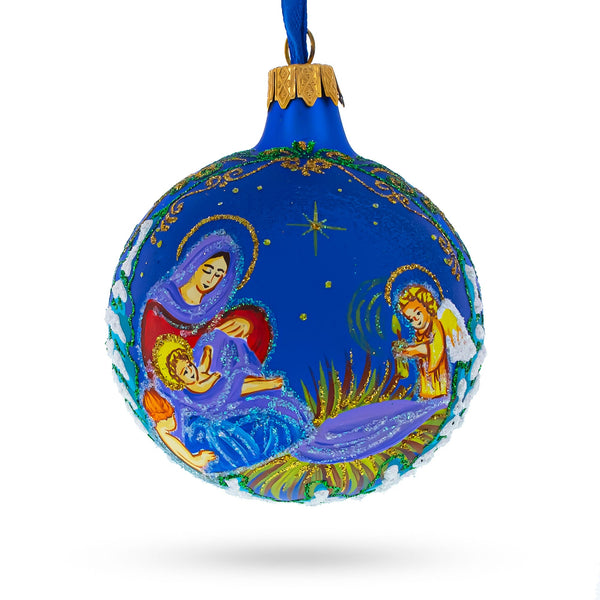 BestPysanky Angels Singing to Baby Jesus Blown Glass Ball Christmas Ornament3.25 Inches